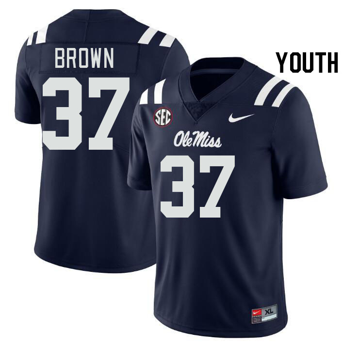 Youth #37 AJ Brown Ole Miss Rebels College Football Jerseys Stitched Sale-Navy - Click Image to Close